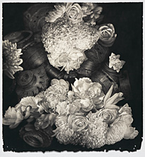 White Flowers and Gears,  conté crayon on rag paper, 64.5 x 60 inches